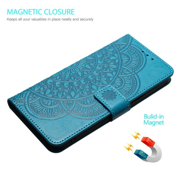 SKALO Xiaomi Redmi Note 13 Pro+ Mandala Flip Cover - Blå