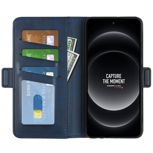SKALO Xiaomi 14 Ultra 5G Premium Wallet Flip Cover - Blå