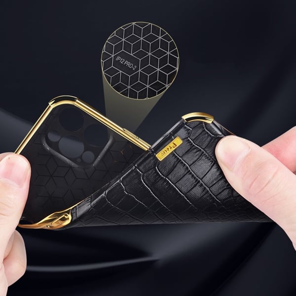 SKALO Samsung A35 5G Crocodile Guldkant Cover - Hvid