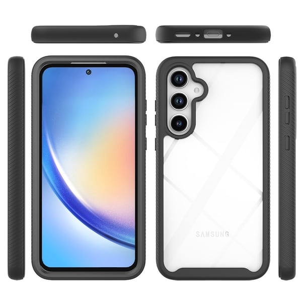 SKALO Samsung A55 5G Stødsikker Clear Hybrid Cover + Skaermbeskyttelse - Sort