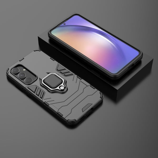 SKALO Samsung A55 5G Armor Hybrid metal ring cover - Sort