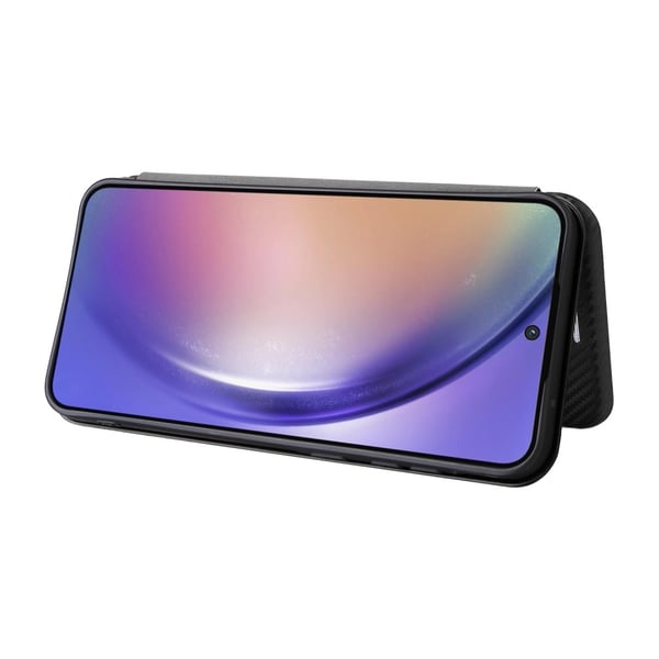 SKALO Samsung A55 5G Carbon Fiber Pungetui - Sort