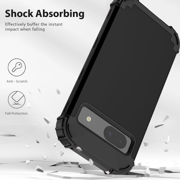 SKALO Google Pixel 8a Shockproof Armor Hybrid Cover - Sort
