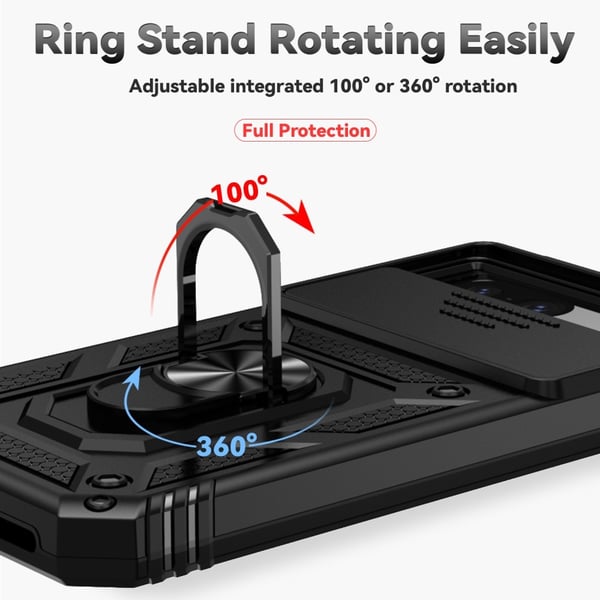 SKALO Google Pixel 8a Armor Hybrid Metal Ring Camera Slider - Sort