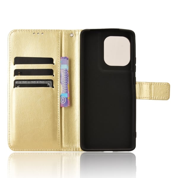 SKALO Motorola Edge 50 Pro 5G Crazy Horse Pungetui PU læder - Guld