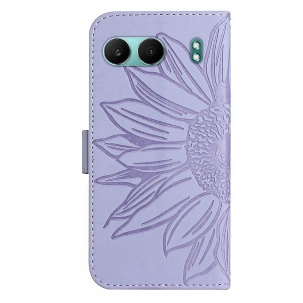 SKALO OnePlus Nord 4 Flower PU læderpung med prægning - Lilla