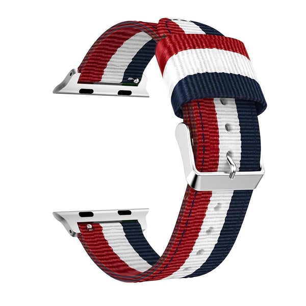 SKALO Nato-rem Metalspænde Apple Watch Series 1-3 38mm - Rød-Hvid-Blå