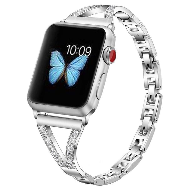 SKALO Kapea metallinen rannekoru Bling Apple Watch Series 10 42mm
