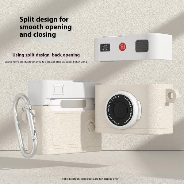 SKALO AirPods 4 Retro Kameradesign Cover - Brun