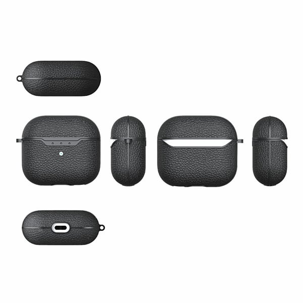 SKALO AirPods 4 Litchi Cover m. karabinhage - Rød