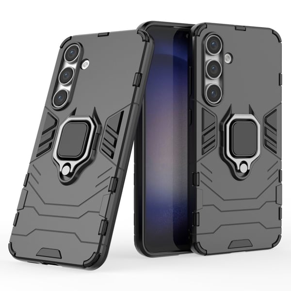 SKALO Samsung S24 FE Armor Hybrid metal ring cover - Sort