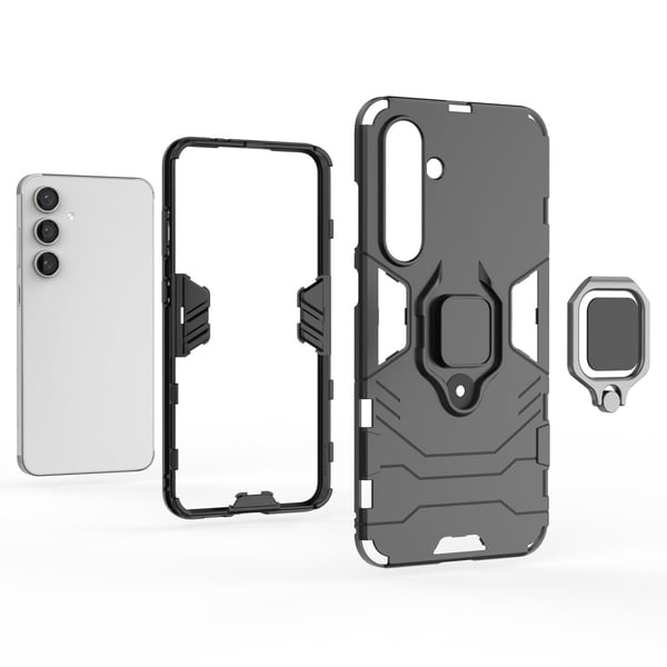 SKALO Samsung S24 FE Armor Hybrid metal ring cover - Sort