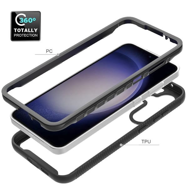 SKALO Samsung S24 FE Stødsikker Clear Hybrid Cover - Sort