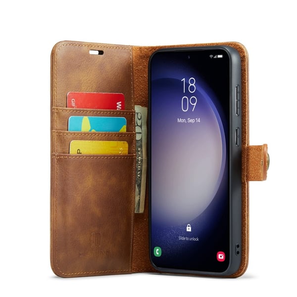 DG MING Samsung S24 FE 2-i-1 Magnet Pungetui - Brun