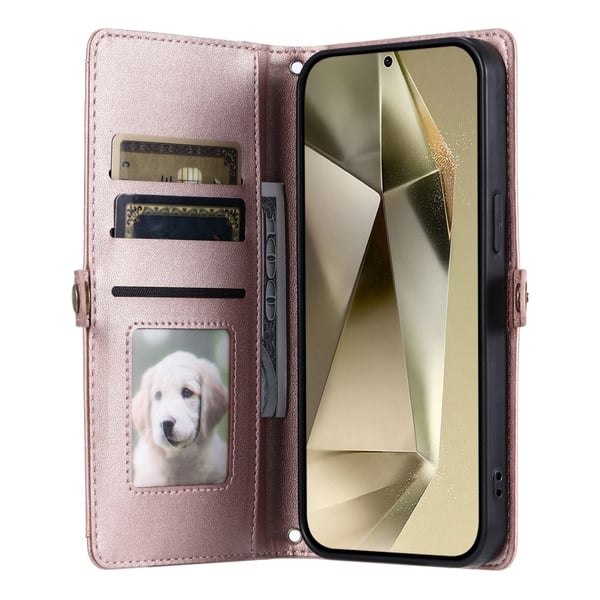 SKALO Samsung S24 FE PU-Læder Envelope Flip Cover - Rosa guld