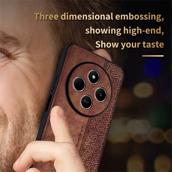 SKALO Xiaomi Redmi 14C AZNS PU læder Cover - Brun