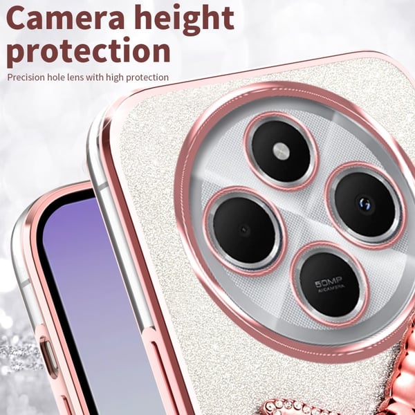 SKALO Xiaomi Redmi 14C KADEM Dragonfly Glitter Cover - Rosa guld