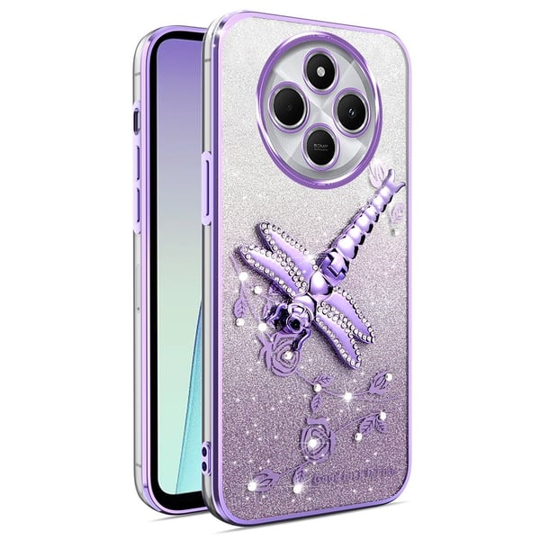SKALO Xiaomi Redmi 14C KADEM Dragonfly Glitter Cover - Lilla