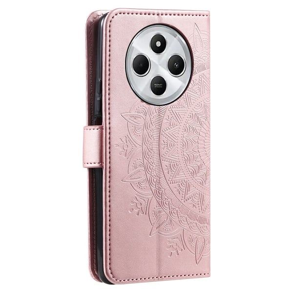 SKALO Xiaomi Redmi 14C Mandala lompakkokotelo - Ruusukulta