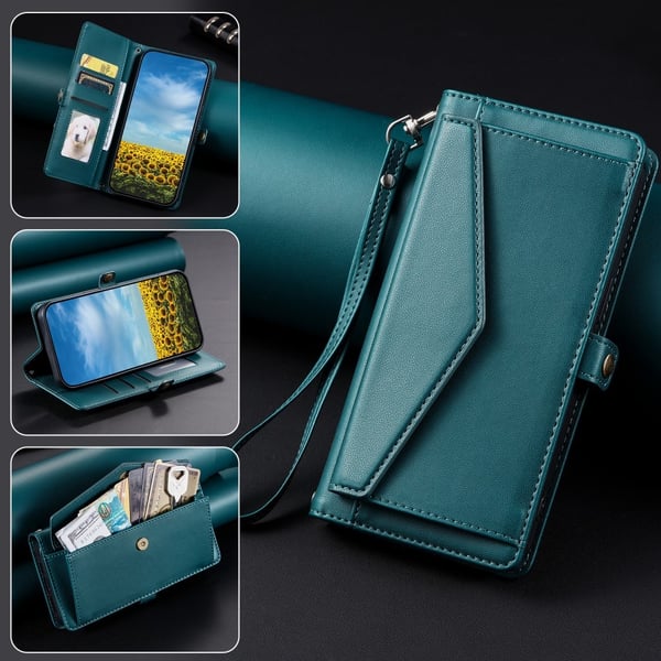 SKALO Xiaomi Redmi 14C PU-Læder Envelope Flip Cover - Grøn