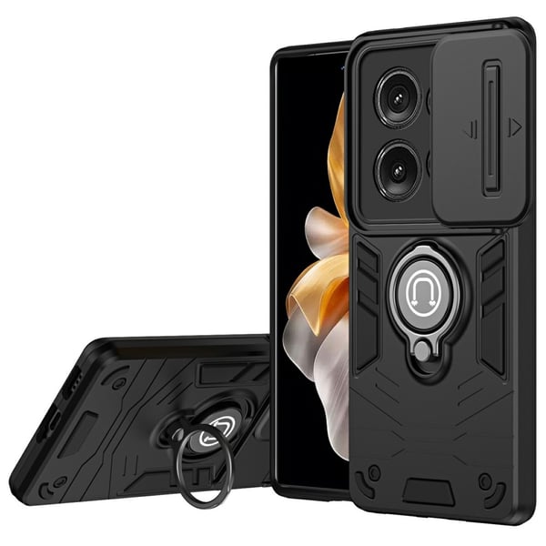 SKALO Motorola Edge 50 5G Armor Hybrid Metal Ring Camera Slider - Sort