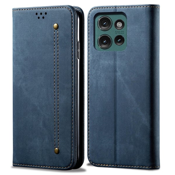 SKALO Motorola Edge 50 5G Jeans Flip Cover - Blå SKALO Motorola Edge 50 5G Jeans Flip Cover - Blå