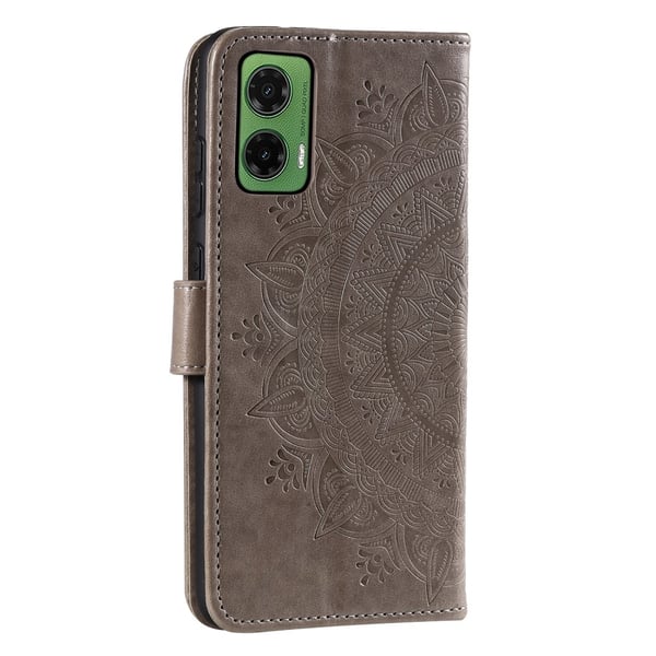 SKALO Motorola Moto G35 5G Mandala lompakkokotelo - Harmaa