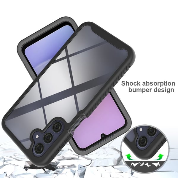 SKALO Samsung A16 Stødsikker Clear Hybrid Cover + Skaermbeskyttelse - Sort