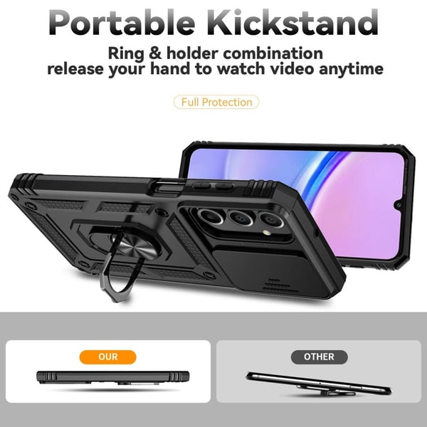 SKALO Samsung A16 Armor Hybrid Metal Ring Camera Slider - Sort