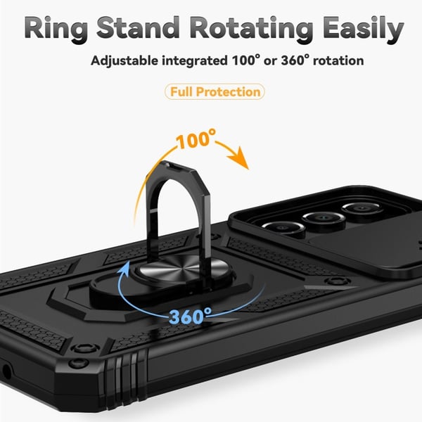 SKALO Samsung A16 Armor Hybrid Metal Ring Camera Slider - Sort