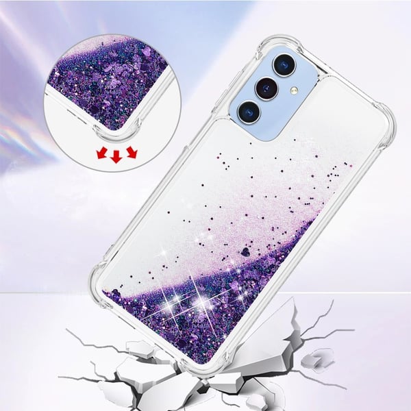 SKALO Samsung A16 Kvicksand Glitter Hjerter TPU Cover - Lilla