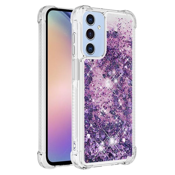 SKALO Samsung A16 Kvicksand Glitter Hjerter TPU Cover - Lilla