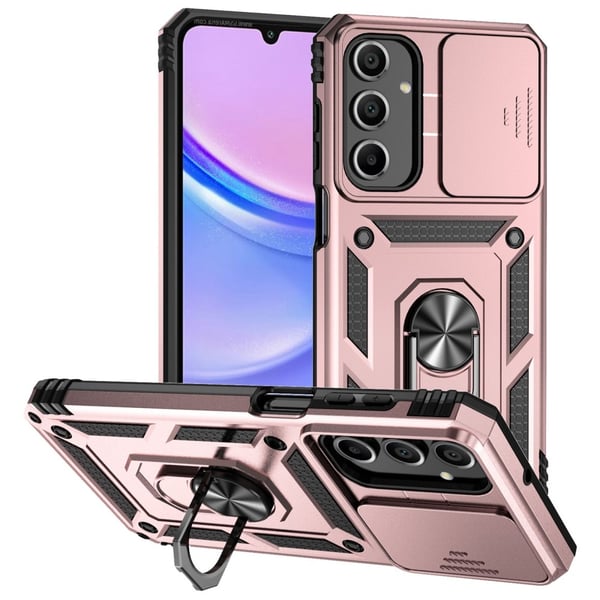 SKALO Samsung A16 Armor Hybrid Metal Ring Camera Slider - Rosa guld