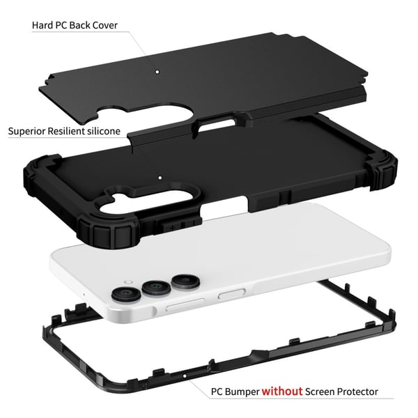 SKALO Samsung A16 Shockproof Armor Hybrid Cover - Sort