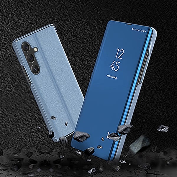 SKALO Samsung A16 Clear View Lompakkokotelo - Sininen