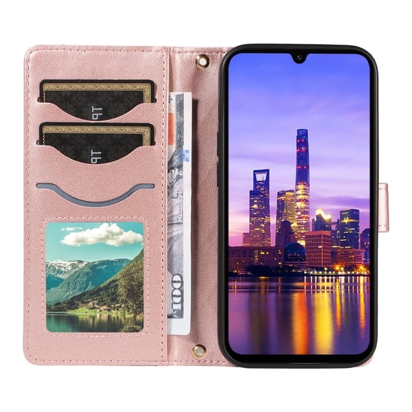 SKALO Samsung A16 Quiltet Flip Cover med skulderrem - Rosa guld