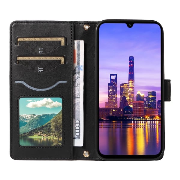 SKALO Samsung A16 Quiltet Flip Cover med skulderrem - Sort