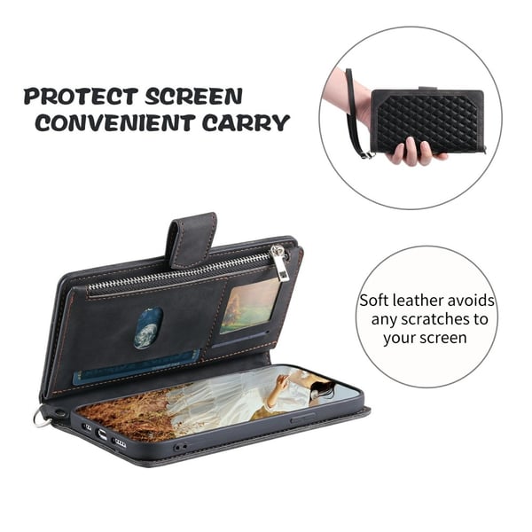 SKALO Motorola Moto G75 5G Style 005 Big Wallet Quiltat Flip Cover - Sort