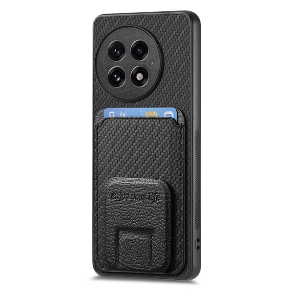 SKALO OnePlus 13 Carbon Fiber Card Slot Cover - Sort