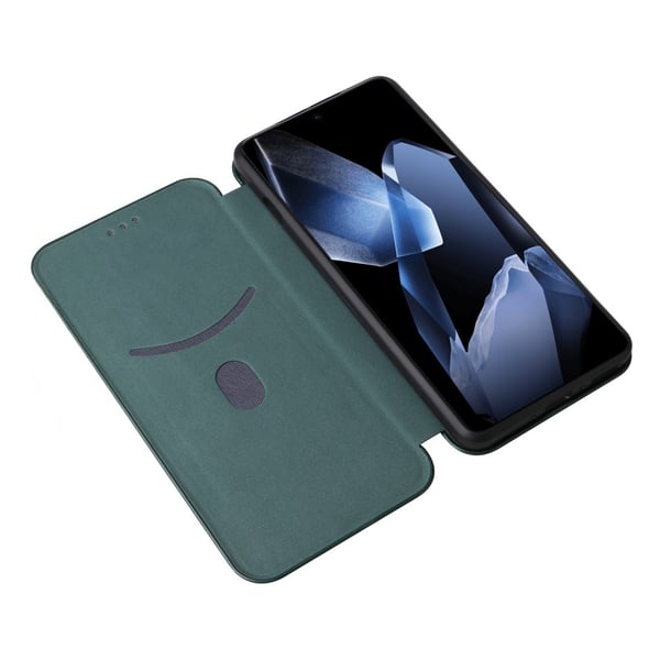 SKALO OnePlus 13 Carbon Fiber Lompakkokotelo - Vihreä