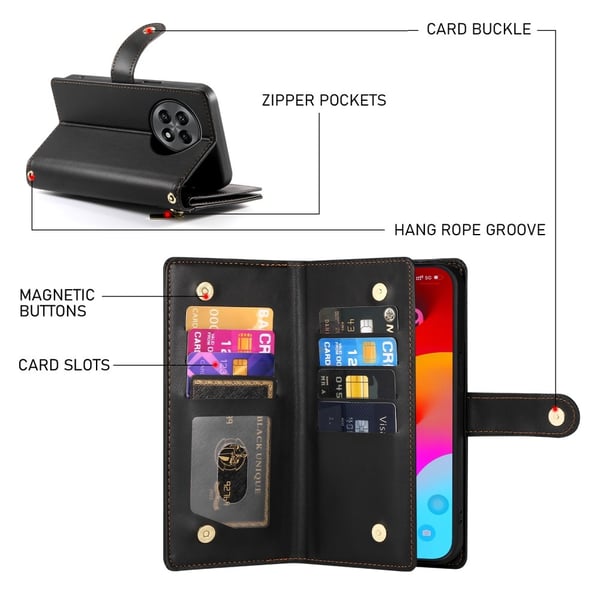 SKALO OnePlus 13R Zipper Big Flip Cover - Sort