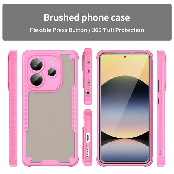 SKALO Xiaomi Redmi Note 14 5G Armor Hybrid Frosted Cover - Pink