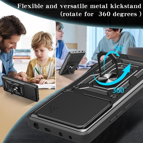 SKALO Xiaomi Redmi Note 14 5G Armor Metallring Kameraslider Cover - Blå