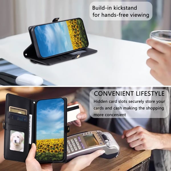 SKALO Xiaomi Redmi Note 14 5G PU-Læder Envelope Flip Cover - Sort