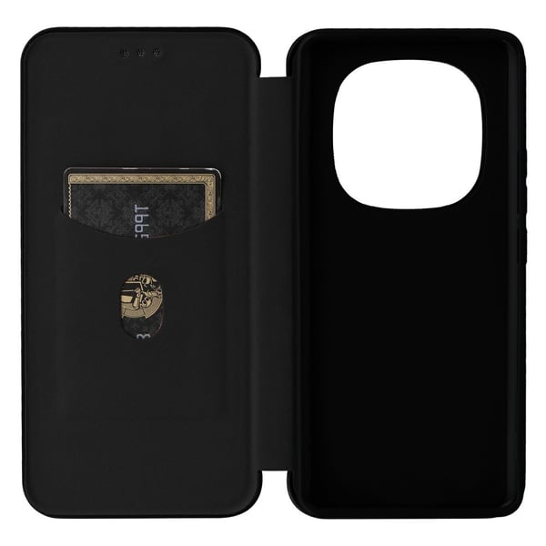 SKALO Xiaomi Redmi Note 14 Pro 5G Carbon Fiber Flip Cover - Sort