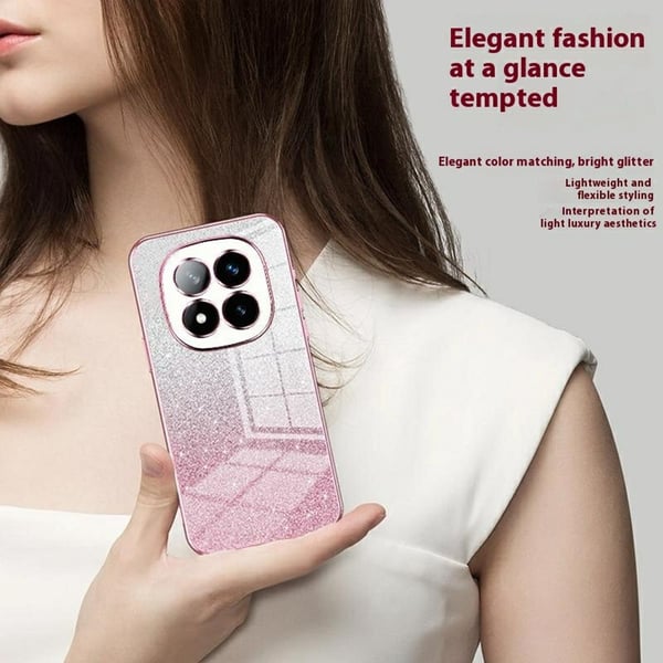 SKALO Xiaomi Redmi Note 14 Pro+ 5G Electroplating Glitter Cover - Pink