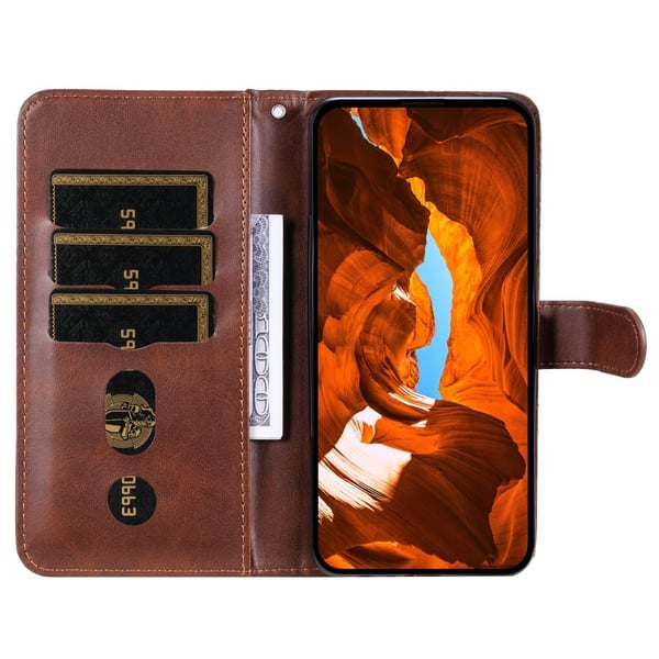 SKALO Xiaomi Redmi Note 14 4G Klassisk lynlås Flip Cover - Brun
