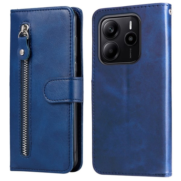 SKALO Xiaomi Redmi Note 14 4G Klassisk lynlås Flip Cover - Blå