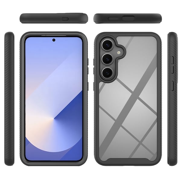 SKALO Samsung S25 Shockproof Clear Hybrid+Skærmbeskyttelse Cover - Sort