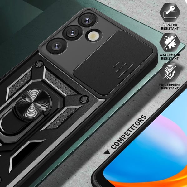 SKALO Samsung S25 Armor Metallring Kameraslider Cover - Blå